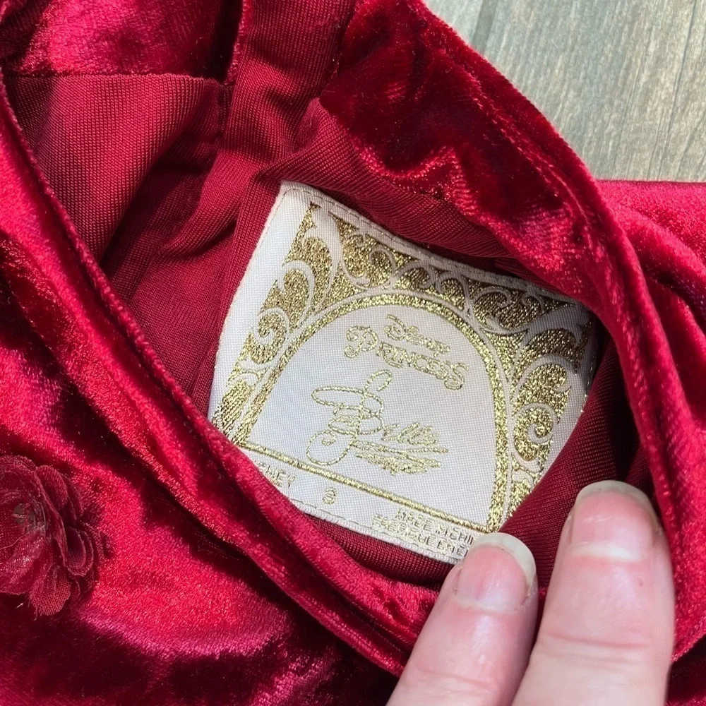 Disney Store Belle Red Velvet Holiday Special Dress Costume Beauty & Beast Sz 3 - Picture 7 of 10